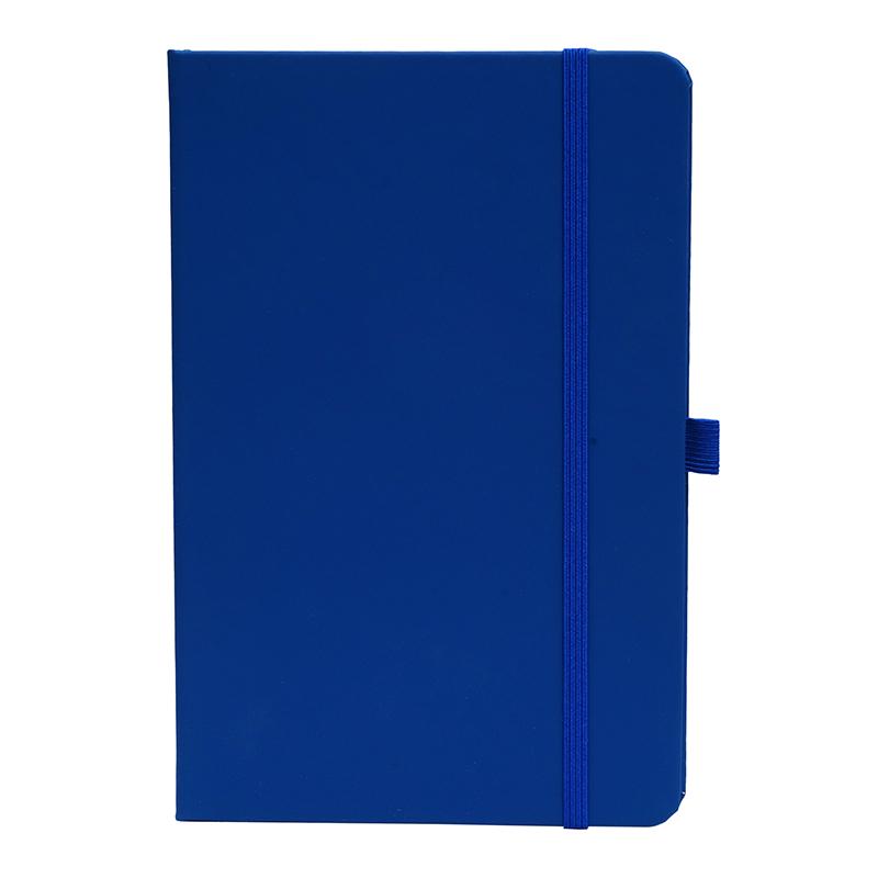 Blue - Pu Leather Note Book With Elastic Band & Pen Holder With Logo